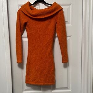 H&M Orange Fuzzy Long Sleeve Dress